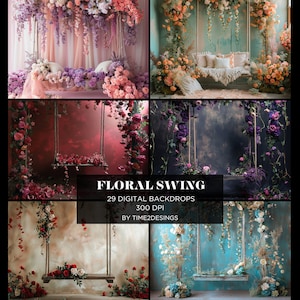 Floral Swing Digital Backdrop Maternity Backdrop Overlays Studio Backdrop Fine Art Textures Photoshop Overlays