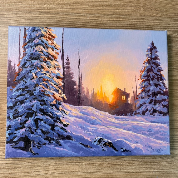 Winter acrylic painting deals