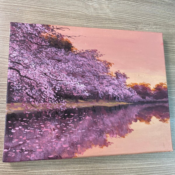 Acrylic Painting Cherry Blossom Landscape (Original Painting)