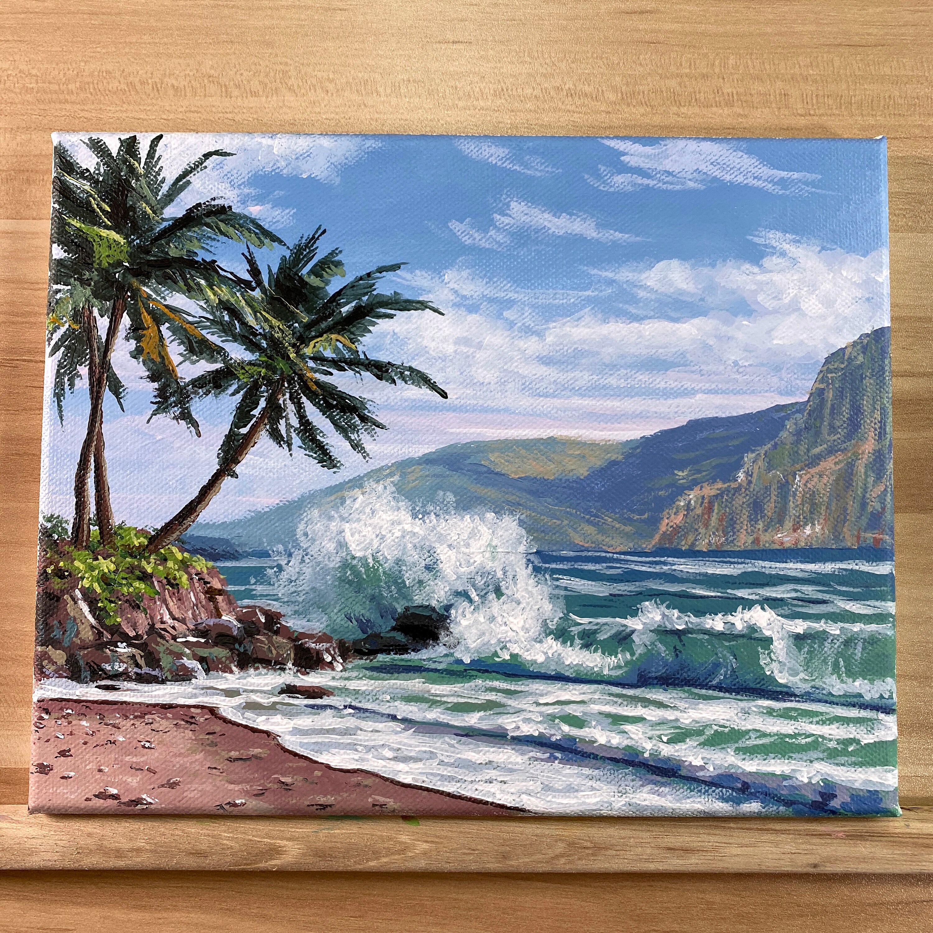 Acrylic Painting Palm Tree Island Seascape Etsy