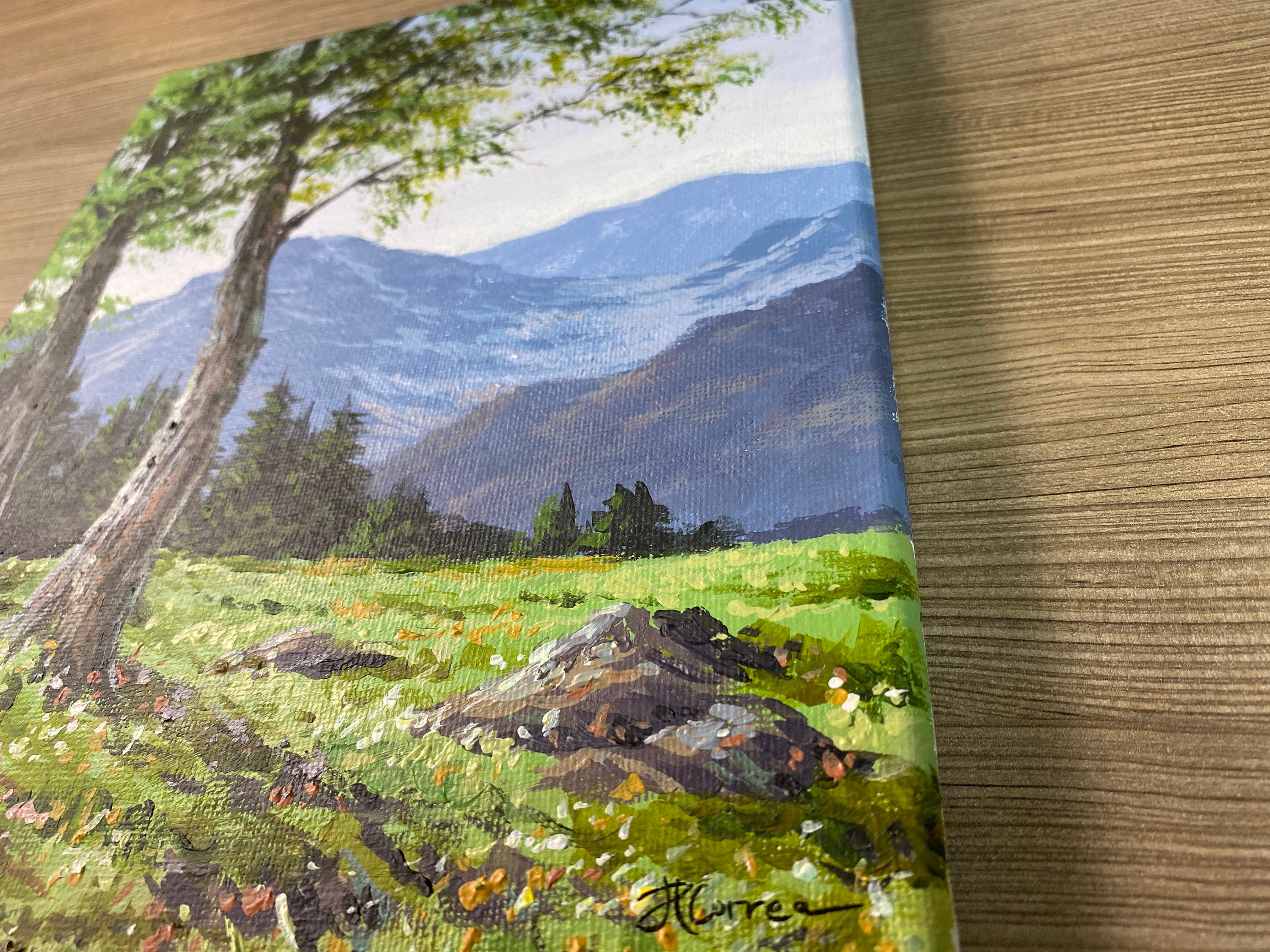 Acrylic Painting Old Tree Mountain Original Painting Etsy