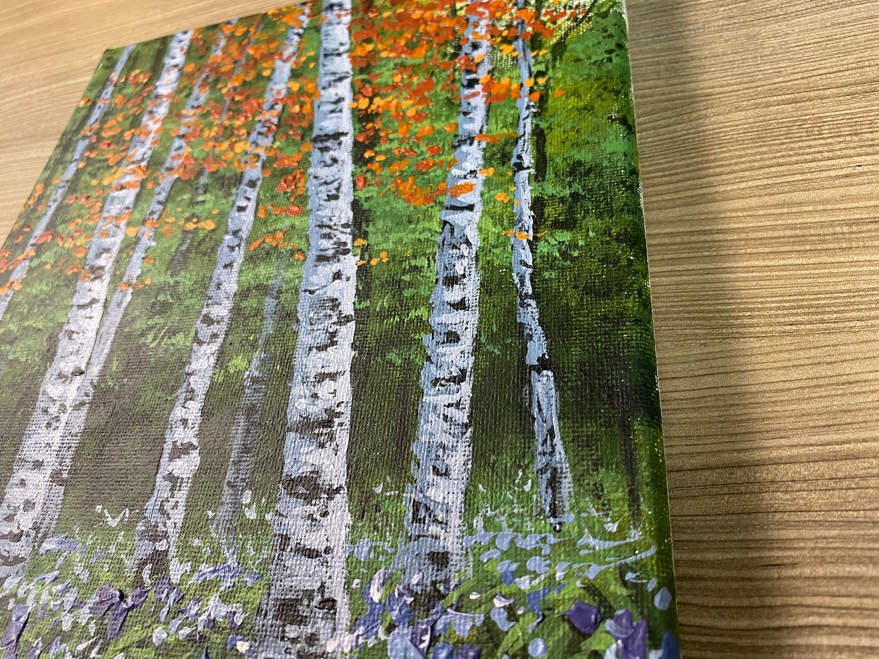 Acrylic Painting Forest Birch Trees original Painting Etsy