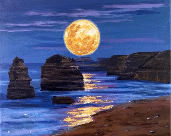 Acrylic Painting Big Full Moon
