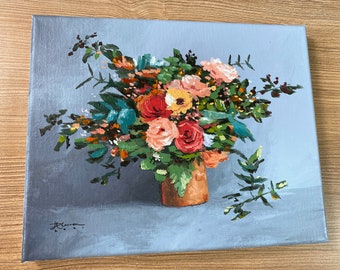 Bouquet floral de peinture acrylique (peinture originale)