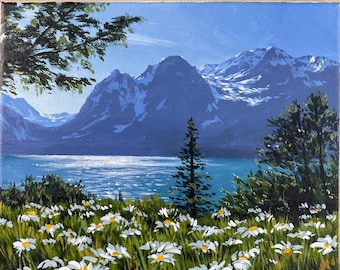 Acrylic Painting Morning Daisies Landscape