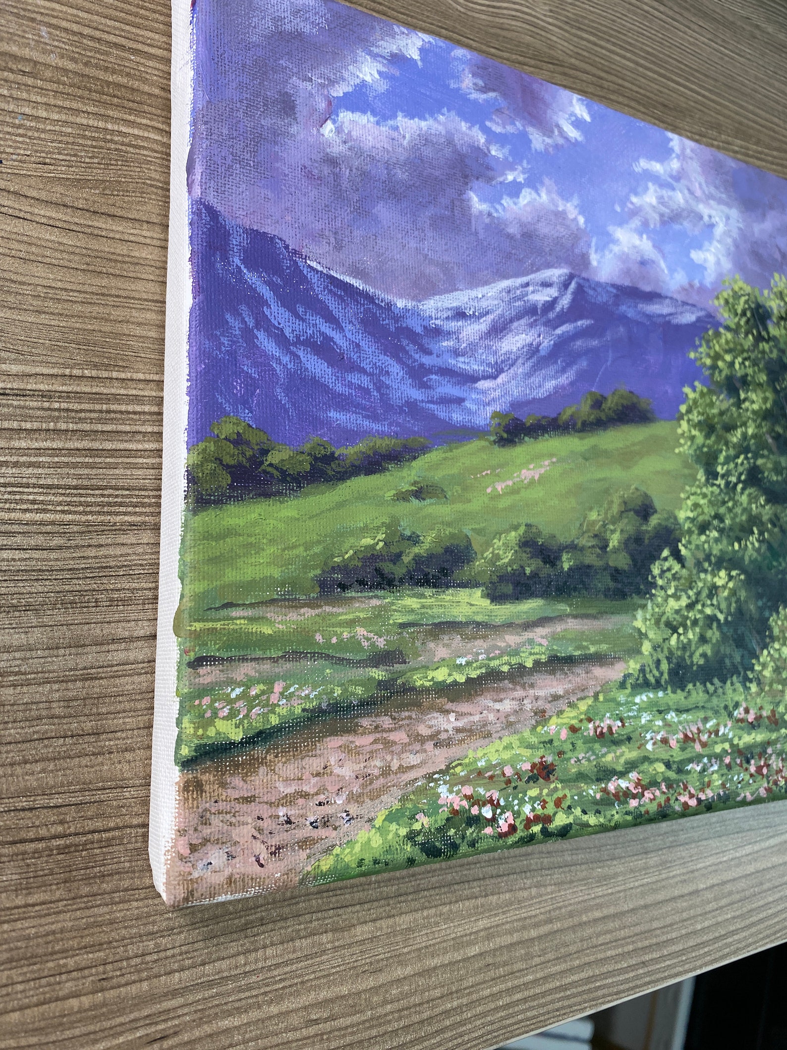 Acrylic Painting Mountain Meadow Landscape original Painting Etsy