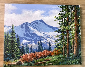Pittura acrilica Paesaggio della foresta di montagna
