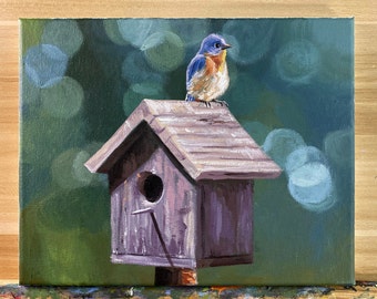 Peinture acrylique Maison d'oiseau