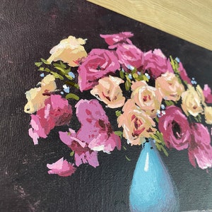 Acrylic Painting Roses on Vase Original Painting image 2