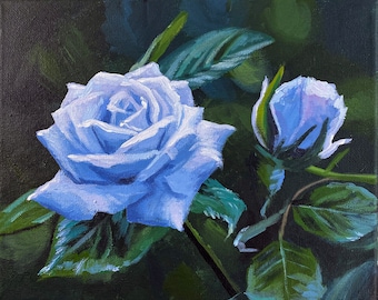 Peinture acrylique Rose bleue