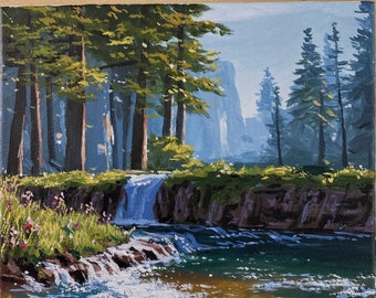 Acrylgemälde Morgenfluss Landschaft