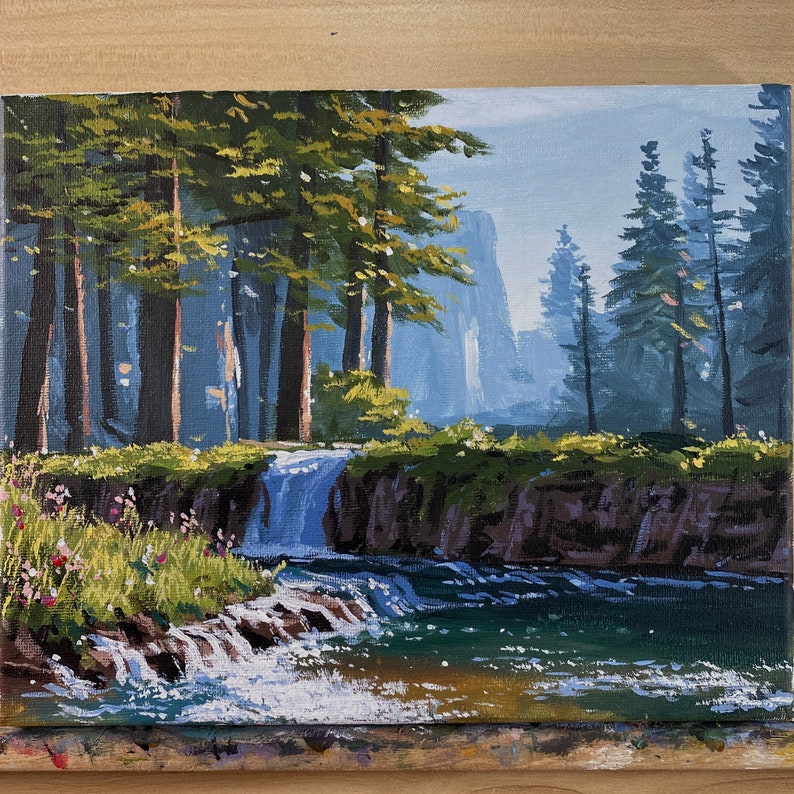 Acrylic Painting Morning River Landscape image 1