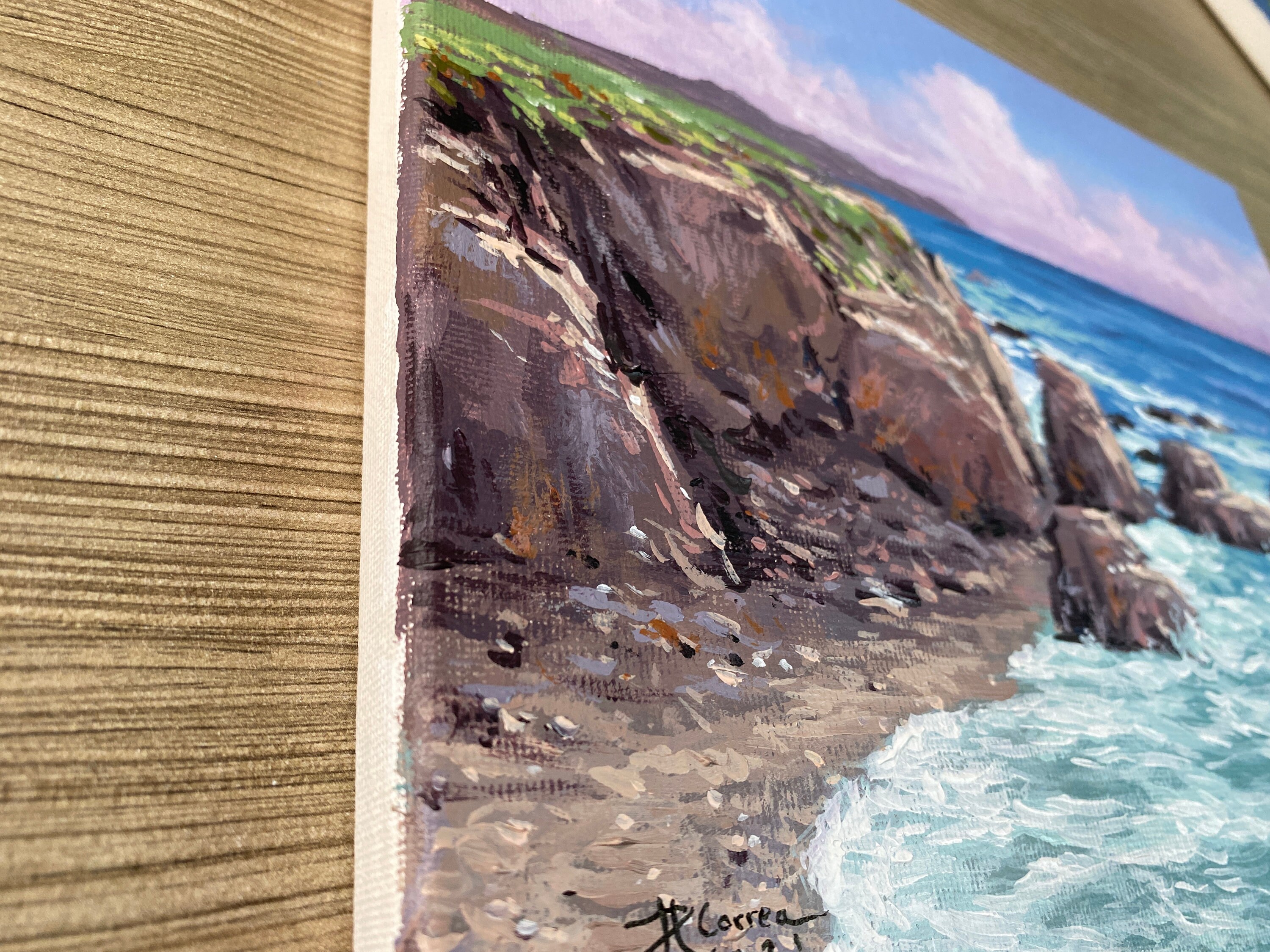 Acrylic Painting Cliff Rock Seascape Original Painting Etsy