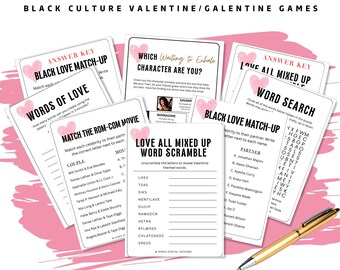 Valentijnsdag / Galentine's Day Black Love-spelbundel | Afdrukbare gezelschapsspellen (direct downloaden)
