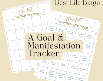 Manifesteer je beste leven Bingo | Doelen stellen | Afdrukbaar Vision Board | Doeltracker manifestatie