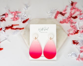 Cherry Blossom  Ombre  Spring Collection  Pearl Ball Stud  Polymer Clay Earrings  Handmade  Statement Earrings