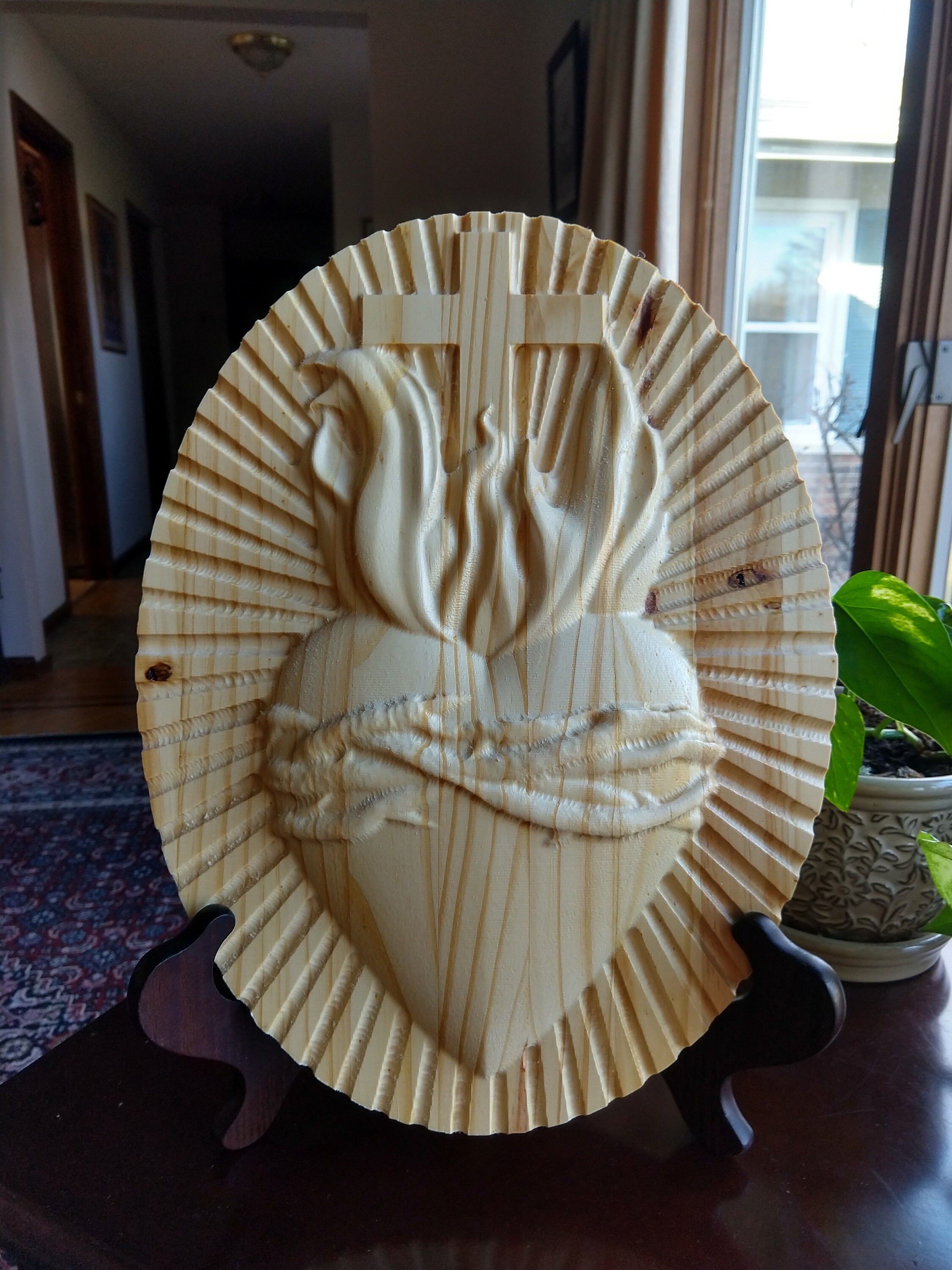Sacred Heart Wood Carving - Etsy