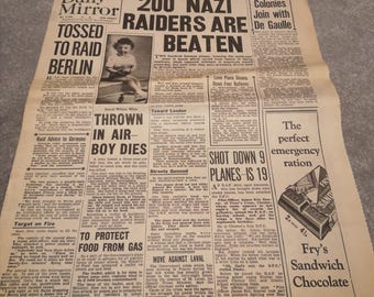 WW2 Daily Mirror newspaper,30 Aug 1940