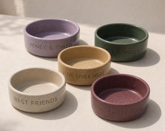 Customized pet ceramic bowls, handmade pet bowls, personalized name engraving, dog and cat supplies, pet gifts