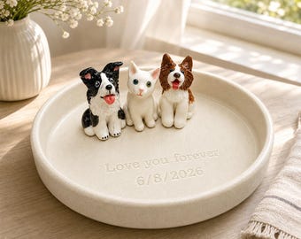 Custom Ceramic Pet Ring Tray, Three Dimensional Puppy Cat Souvenir, Pet Lover Gift
