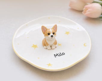 Personalized pet jewelry tray, jewelry dish, personalized dog cat ring tray, 3D dog/cat pattern, dog owner gift