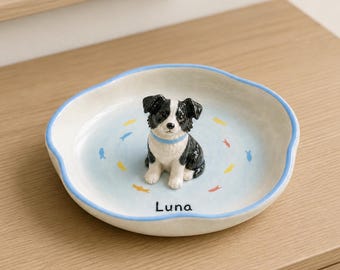 Handmade Pet Portrait Keepsake, Dog Mom Gift, Jewelry Holder