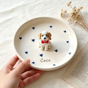 Custom 3D Pet Ring Dish, Daisy Ceramic Jewelry Tray, Personalized gifts for pet lovers image 6