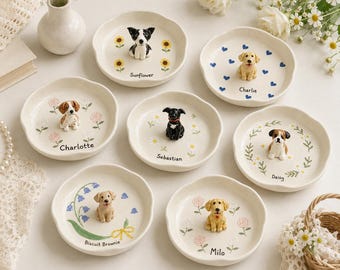 Custom Pet Ring Dish, Personalized Ceramic Pet Jewelry Tray, Gift for Pet Mom