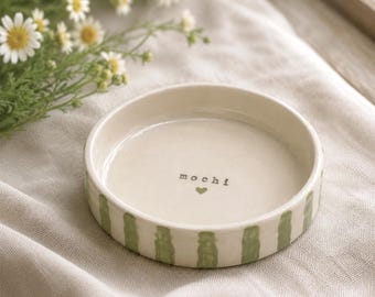 Personalized Ceramic Pet Bowl, Handmade Dog Cat Food Dish, Custom Name Color Size