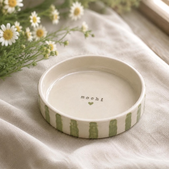 Personalized Ceramic Pet Bowl, Handmade Dog Cat Food Dish, Custom Name Color Size