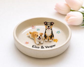 Personalized 3D Dog Figurine Ring Dish, Custom Ceramic Pet Jewelry Tray