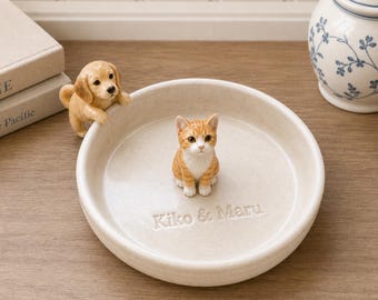 Personalized Pet Ring Dish, Custom Dog Cat Ceramic Jewelry Tray, Pet Memorial Gift