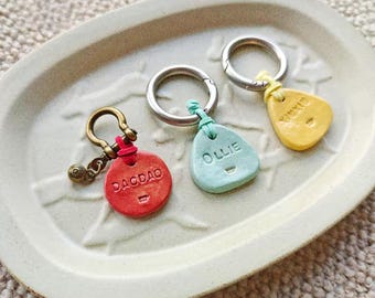 Handmade Personalized Keepsake Pet Tag, Custom Dog Name Tag, Handmade Ceramic Pet Tag, Unique Pet Gift