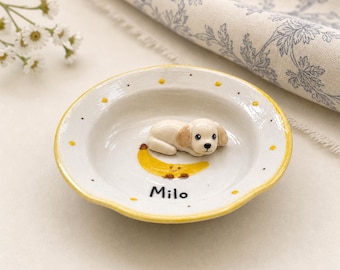 Personalized Ceramic Pet Ring Dish, Custom Dog Jewelry Tray, Puppy Keepsake, Dog Mom Gift