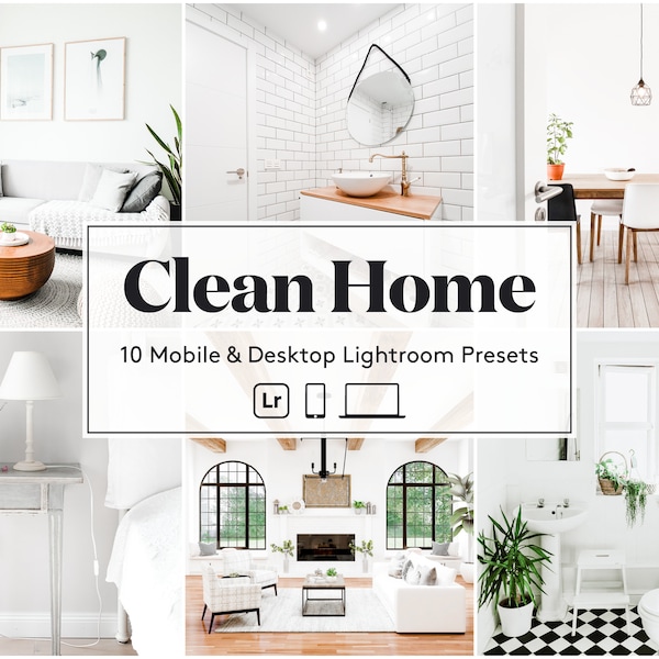 10 Lightroom Mobile Presets, Clean Home Presets, Bright White Interior Presets,  Real Estate Photography Presets, Product Photography Preset