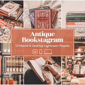 10 Mobile Lightroom Presets, Antique Bookstagram, Vintage Warm Soft & Cozy Presets, Bookish Instagram Filter, Instagram Book Presets