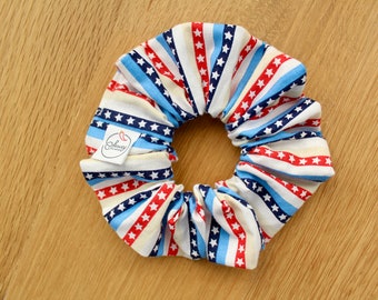 Red, White and Blue Stripe Scrunchie - Independence Day Scrunchie- Saucey Scrunchies