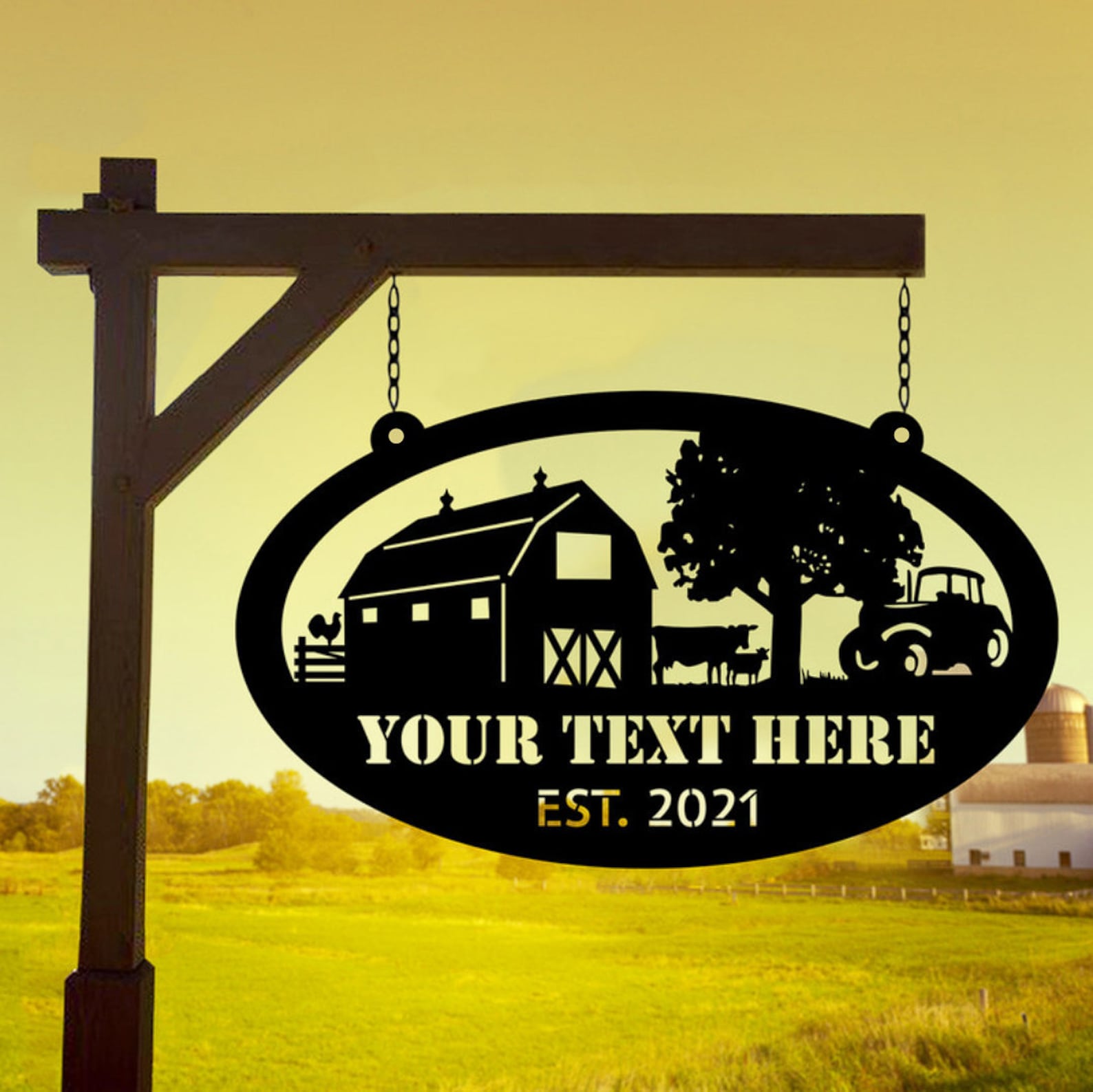 Personalized Metal Farm Sign Barn Tractor Cow Cattle Ranch Etsy