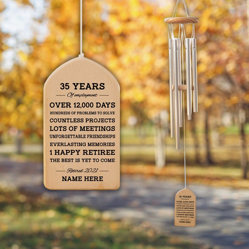 Personalized Retirement Wind Chimes Custom Retirement Gifts Etsy