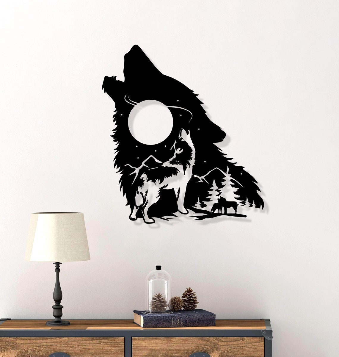 BUY 1 GET 1 FREE Howling Wolf Moon Metal Wall Art Mountain | Etsy