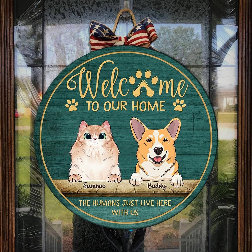 Customized Pet To Our Home Wood Circle Sign Dog Etsy