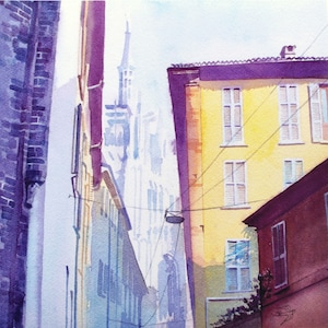 Duomo, Milan, Italy, Print from Original Watercolour Painting, Italy Lover Gift, Art office painting, Milan City Print