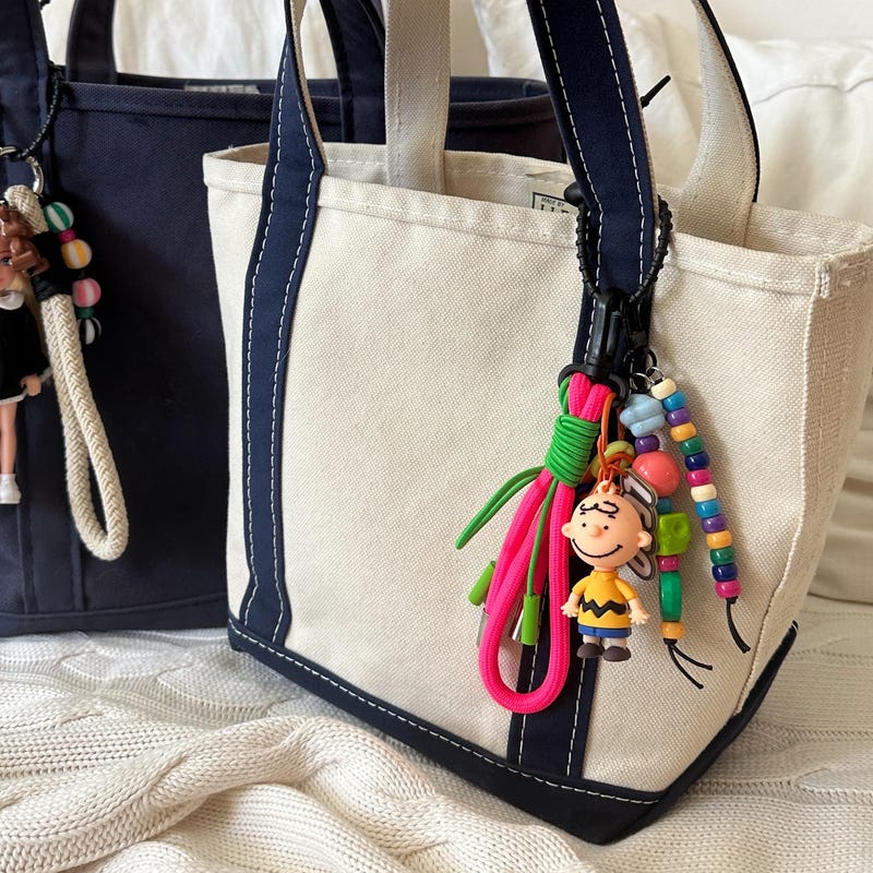 Bread Embroidered Top Handle Backpack / Charm / Set