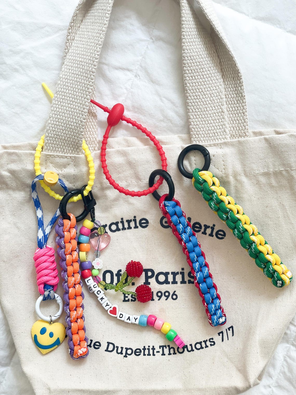 Cute Colorful Beaded Acrylic Keychain Bag Charm