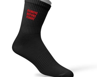 REMOVE BEFORE FLIGHT Crew-Socks | Rfb-Sport-Socken | Piloten-Geburtstagsgeschenk | Socken personalisiert | Flieger-Socken