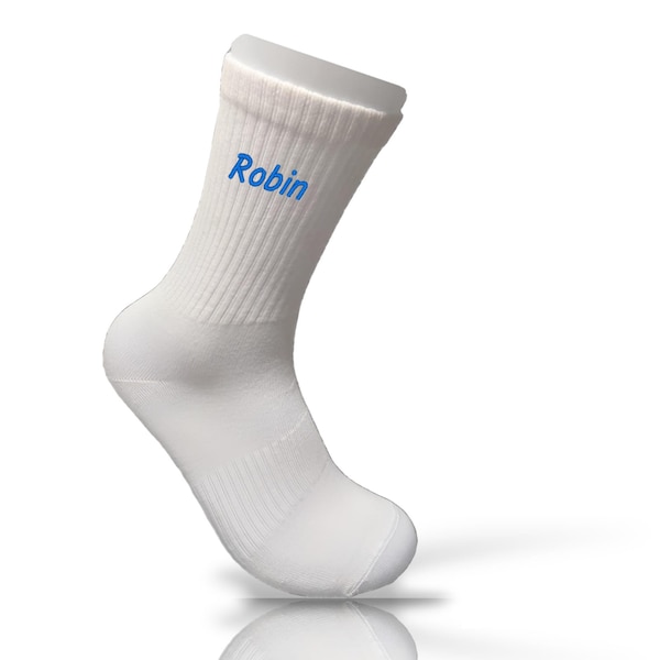 Sport-Socken bestickte mit Name Initialen | Tennis-Socken Stick mit Wunschtext | Männer Sportler-Geburtstag-Geschenk mit Bestickung | 1 Paar