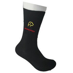 Hunde-Socken Hundekopf auf hochwertige Business-Socken gestickt Symbol-Hund in deiner Lieblingsfarbe mit Wunsch-Text