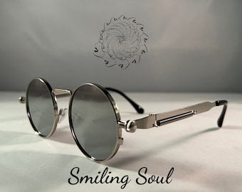 Retro vintage luxury steampunk round sunglasses Polarized Men-Woman