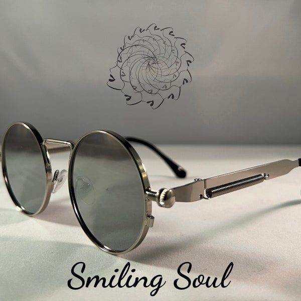 Retro vintage luxury steampunk round sunglasses Polarized Men-Woman