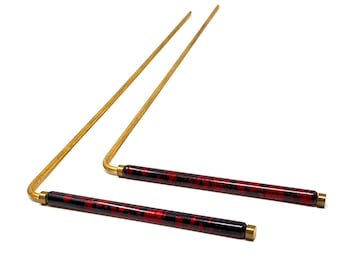 Red Powder Coated Brass Dowsing Rods for Tracing Spiritual Energy Chi, Ghost Hunting, Water Divining, Finding Gold or Answering Questions